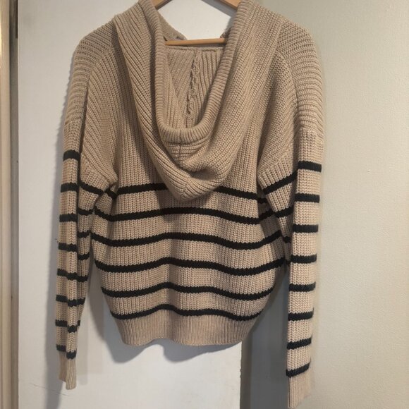 Striped Pattern Drop Shoulder Hooded Sweater,Long Sleeve XS/2 - Picture 5 of 12